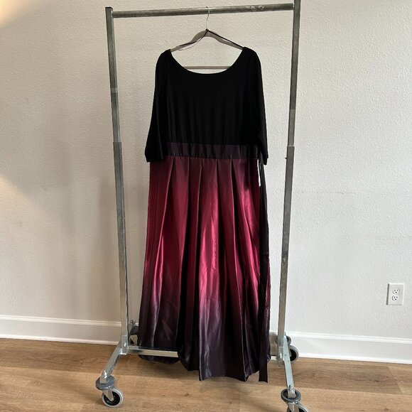 NWT SLNY satin ballgown 3/4 length sleeve ombre formal dress - Picture 1 of 6